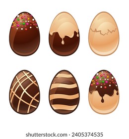 Happy Easter, Set of Ferrous-White Chocolate Eggs. Chocolate eggs, surprise for Easter and holidays