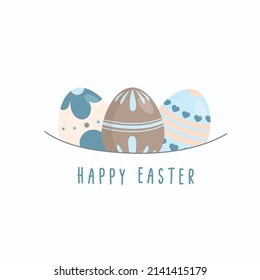 Happy Easter set of Easter pastel colored eggs