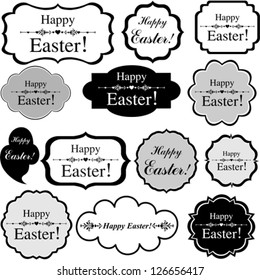 Happy Easter! Set Retro Tag. Vector Illustration