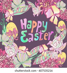Happy easter set with text
