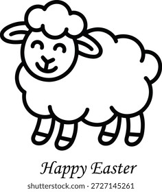 Esquema de página para colorear de ovejas de Pascua feliz