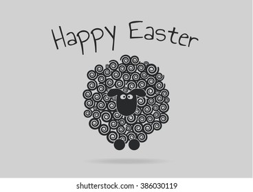 Happy Easter Sheep made of swirls