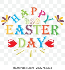 Happy Easter sign with Bunny ears on white background. ZIP file contains EPS, JPEG and PNG formats. EPS 10.