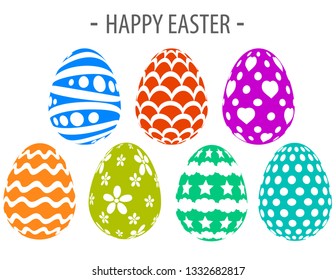 Happy easter silhouette colorful wonderful paint eggs creative design decorating idea Vector Illustration