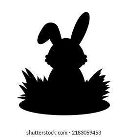 Happy Easter. Silhouette rabbit. Flat vector illustration isolated on white background.