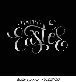 Happy Easter Silver Lettering Egg calligraphy