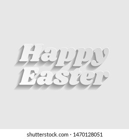 Happy Easter slogan. Paper style icon. Illustration.