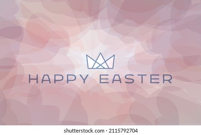 Happy Easter social media card. Crown icon over pink clouds and sunlight shining through. Symbolizing the resurrection of Jesus Christ. 