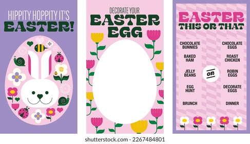 happy easter social media posting greetings and activities design template vector, illustration