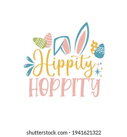 Happy Easter Some bunny love you label. greeting logo. Traditional symbolic elements for celebrating spring holiday. Bright card with easter bunny, painted eggs and spring flowers.