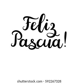 Happy Easter in Spanish Hand Lettering Greeting Card. Modern Calligraphy. Brush calligraphy. Vector illustration.