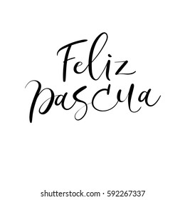 Happy Easter in Spanish Hand Lettering Greeting Card. Modern Calligraphy. Brush calligraphy. Vector illustration.