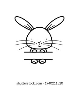 Happy Easter split monogram badge design with rabbit boy and blank space for the name. Stock vector typography silhouette label isolated