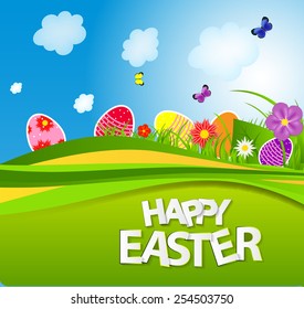 Happy Easter Spring Background Vector Illustration EPS10