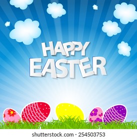 Happy Easter Spring Background Vector Illustration EPS10
