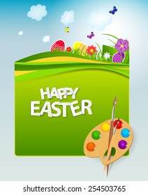 Happy Easter Spring Background Vector Illustration EPS10
