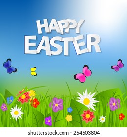 Happy Easter Spring Background Vector Illustration EPS10