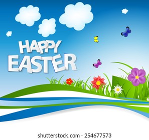 Happy Easter Spring Background Vector Illustration EPS10