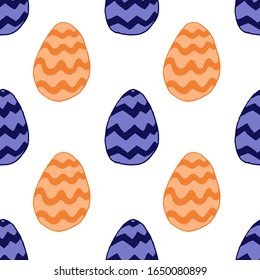 Happy easter spring graphic elements,vector seamless pattern. Lettering, egg, branch