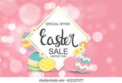 Happy Easter Spring Holiday Background Vector Illustration EPS10