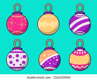 Happy easter in spring holiday. Easter baubles set. Vector illustration.