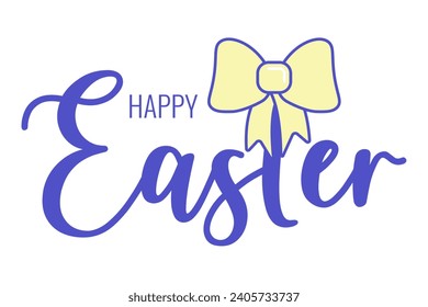 Happy Easter, spring holiday concept. Retro groovy cartoon lettering with element. Vintage funky mascot patch psychedelic smile emotion. Comic trendy sticker. Vector illustration 60s 70s 90s style
