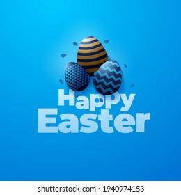 Happy easter square banner for media social post greeting card or web advertise of easter egg hunt template vector design