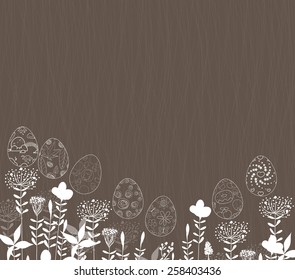 happy easter with stalks and eggs ornament background