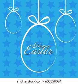 Happy easter with star
Easter card with eggs on a string on a background of stars for design
