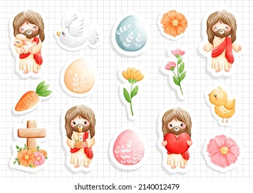 Happy Easter sticker, vector illustration