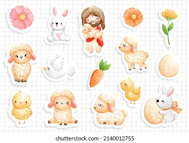 Happy Easter sticker, vector illustration