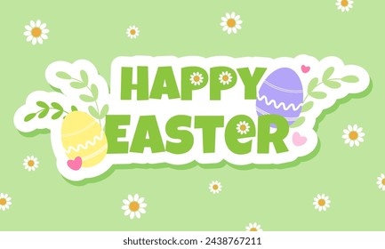 Happy Easter sticker. Vector illustration
