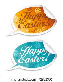 Happy Easter stickers in form of speech bubbles.