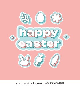 Happy Easter stikerpack. Lettering and icons