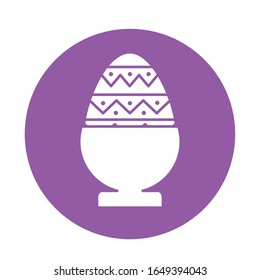 Happy easter striped egg block style icon design, Spring decoration holiday greeting ornament celebration festive season tradition and festival theme Vector illustration