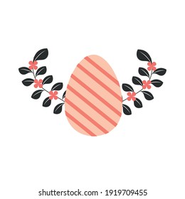 alegre huevo rayado de Pascua y hojas decoración ilustración vectorial
