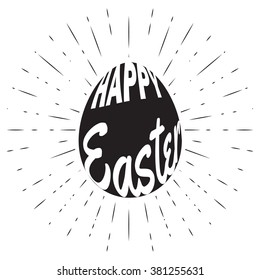 Happy Easter and sunburst. Vector illustration.