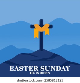 happy easter sunday with cross