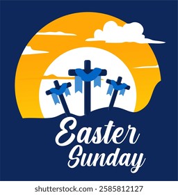 happy easter sunday with cross