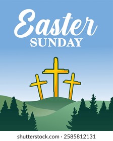 happy easter sunday with cross