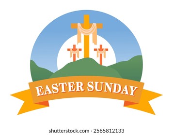 happy easter sunday with cross