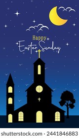 Happy easter sunday day illustration celebration for poster, banner, landing page, templates