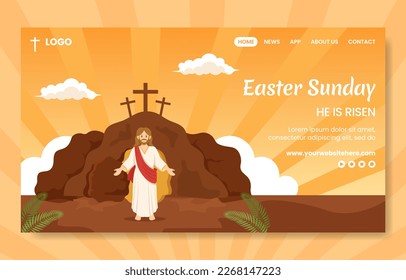 Happy Easter Sunday Day Social Media Landing Page Hand Drawn Template Background Illustration