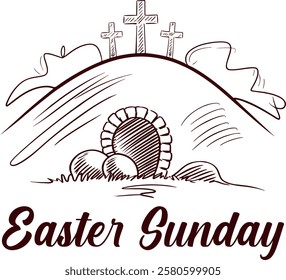 Happy Easter Sunday with eggs vector on a white background