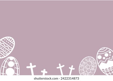 Happy Easter Sunday illustration of the cross on the mount resurrecting and celebrating the resurrection. purple watercolor background.