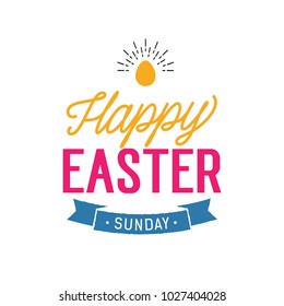 Happy Easter Sunday Lettering with Egg