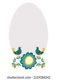 Happy Easter symbol. Spring set of Easter eggs and birds for holiday design and greeting cards. Logo in vintage, ethnic and folk style. Wedding invitation, declaration of love. For posters, decor and 