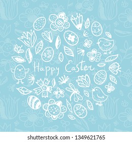 Happy Easter symbols in circle form