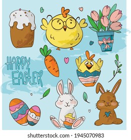 Happy Easter. Symbols of the Easter holiday