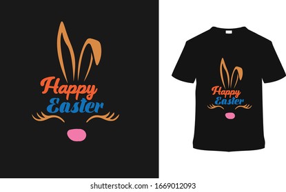 Happy Easter t shirt design with bunny face, apparel, typography, vector, eps 10